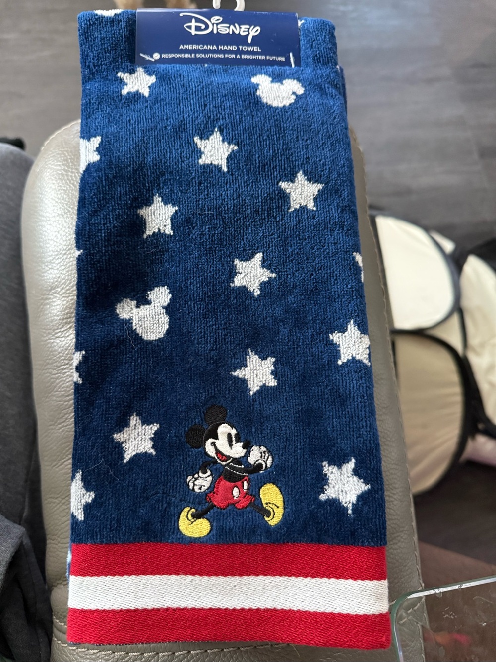 Disney Mickey Mouse Navy Star Hand Towel. Set of 2